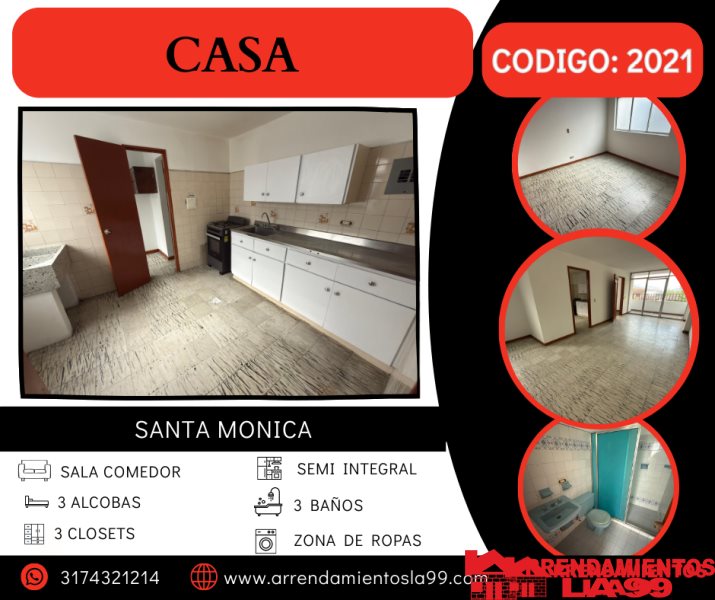 Casa en Arriendo en Santa Monica