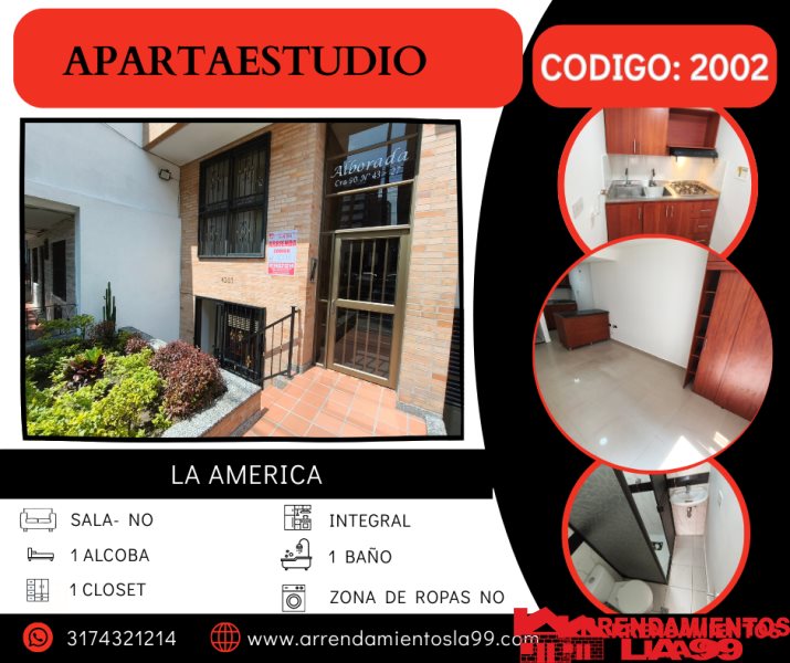 Apartaestudio en Arriendo en La America