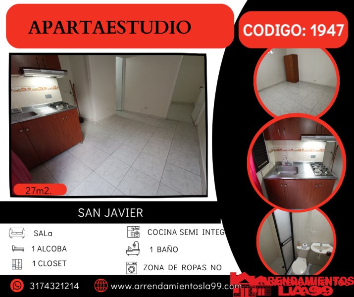 Apartaestudio en Arriendo en San Javier