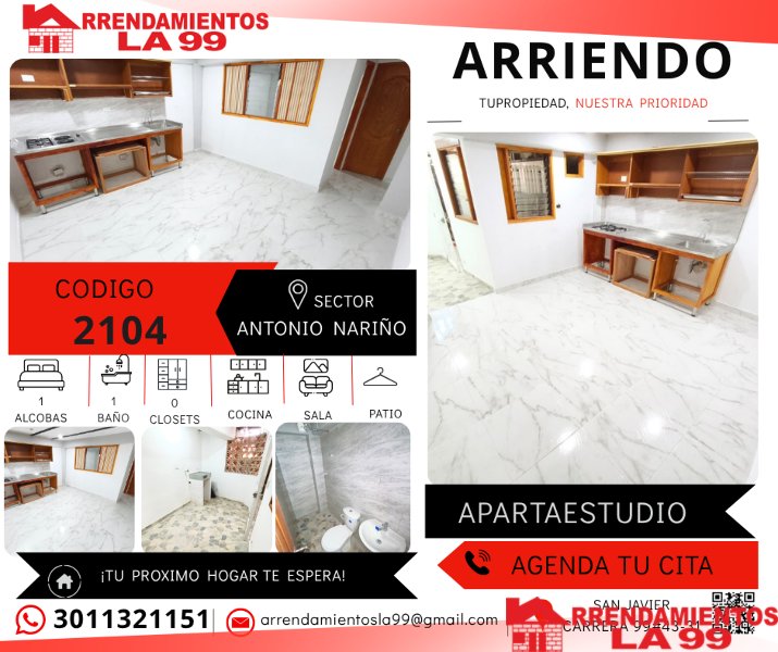 Apartaestudio en Arriendo en Antonio Nariño