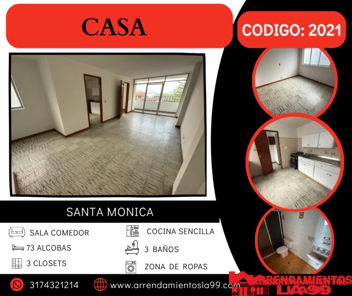 Casa en Arriendo en Santa Monica