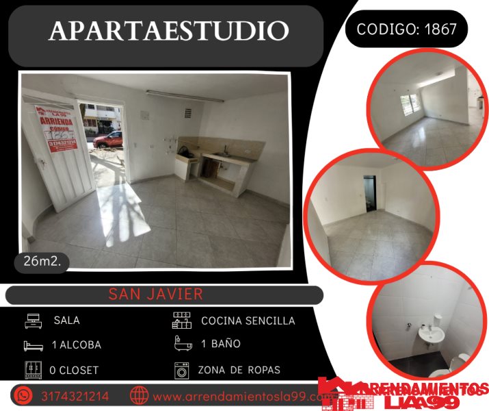 Apartaestudio en Arriendo en San Javier